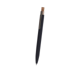 Caneta de alumínio reciclado com botão de cortiça, tinta azul segunda vista