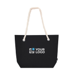 Saco de feltro reciclado com asas de cordão de algodão e fole vista principal