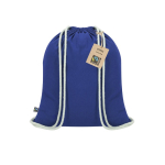 Mochila de cordão de algodão com certificação Fairtrade 140 g/m2 cor azul primeira vista