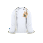 Mochila de cordão de algodão com certificação Fairtrade 140 g/m2 cor branco primeira vista