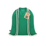 Mochila de cordão de algodão com certificação Fairtrade 140 g/m2 cor verde primeira vista