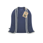 Mochila de cordão de algodão com certificação Fairtrade 140 g/m2 cor azul-marinho primeira vista