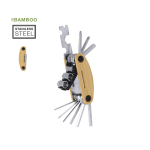 Multiferramenta de aço inox e bambu com 15 funções