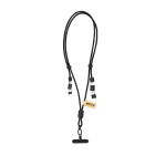 Lanyard com função de carga, transmissão de dados e porta-telemóvel cor preto primeira vista