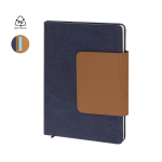 Caderno com aba de PU reciclado com porta-cartões, folhas A5 pautadas