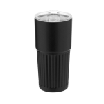 Copo de aço inoxidável reciclado de design em relevo 500 ml cor preto primeira vista