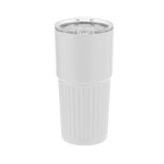 Copo de aço inoxidável reciclado de design em relevo 500 ml cor branco primeira vista
