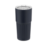 Copo de aço inoxidável reciclado de design em relevo 500 ml cor azul-marinho primeira vista