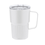 Caneca térmica de aço inoxidável reciclado de design em relevo 400 ml cor branco primeira vista