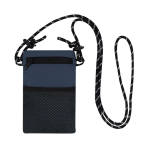 Bolsa tiracolo de poliéster com fecho principal e bolso exterior cor azul-marinho primeira vista