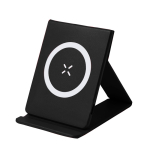 Carregador sem fios magnético e suporte dobrável para telemóvel cor preto primeira vista