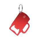 Porta-chaves abre-caricas de alumínio reciclado GRS, forma de caneca cor vermelho primeira vista