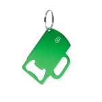 Porta-chaves abre-caricas de alumínio reciclado GRS, forma de caneca cor verde primeira vista