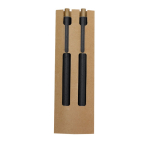 Set de caneta de tinta azul e lápis infinito feitos de cana de trigo cor preto primeira vista