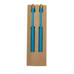Set de caneta de tinta azul e lápis infinito feitos de cana de trigo cor azul