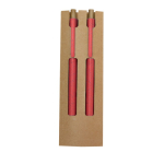 Set de caneta de tinta azul e lápis infinito feitos de cana de trigo cor vermelho primeira vista