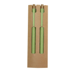 Set de caneta de tinta azul e lápis infinito feitos de cana de trigo cor verde primeira vista