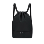Mochila de cordão de PU com bolso na base para calçado cor preto primeira vista