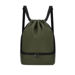 Mochila de cordão de PU com bolso na base para calçado cor verde segunda vista