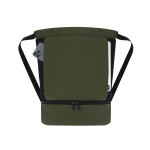 Mochila de cordão de PU com bolso na base para calçado cor verde quinta vista