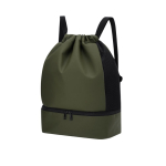 Mochila de cordão de PU com bolso na base para calçado cor verde primeira vista