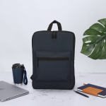 Mochila para portátil de PU macio com bolso frontal 15'' cor azul-marinho