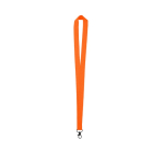 Lanyard em cores néon de poliéster com gancho giratório cor cor-de-laranja fluorescente primeira vista