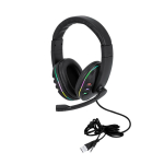 Auscultadores com retroiluminação com luz LED para gamers cor preto quinta vista