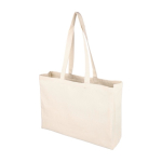 Saco de compras de algodão natural com fole Oeko-Tex® 280 g/m2 primeira vista
