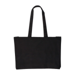 Saco de compras de algodão com fole Oeko-Tex® 280 g/m2 cor preto primeira vista