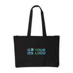 Saco de compras de algodão com fole Oeko-Tex® 280 g/m2 cor preto vista principal