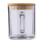 Caneca de vidro com tampa de bambu 300ml cor transparente segunda vista