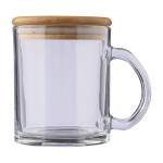 Caneca de vidro com tampa de bambu 300ml terceira vista