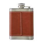 Cantil de aço inoxidável com manga de couro castanho 100 ml cor castanho segunda vista