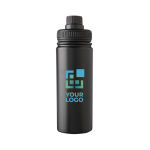 Garrafa de aço inoxidável com tampa de rosca e pega 500 ml cor preto vista principal