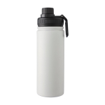 Garrafa de aço inoxidável com tampa de rosca e pega 500 ml cor branco terceira vista