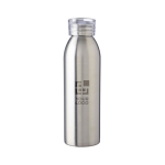 Garrafa de aço inoxidável reciclado com tampa e pega a condizer 650 ml cor prateado vista principal