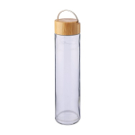 Garrafa de vidro e tampa de bambu com pega de metal 500 ml cor castanho primeira vista