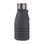 Garrafa de silicone dobrável com tampa de aço e mosquetão 550ml cor preto primeira vista