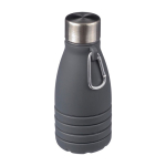 Garrafa de silicone dobrável com tampa de aço e mosquetão 550ml cor preto segunda vista