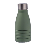 Garrafa de silicone dobrável com tampa de aço e mosquetão 550ml cor verde primeira vista