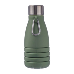 Garrafa de silicone dobrável com tampa de aço e mosquetão 550ml cor verde segunda vista