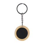 Porta-chaves redondo de bambu com superfície preta para personalizar cor preto primeira vista