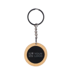 Porta-chaves redondo de bambu com superfície preta para personalizar cor preto vista principal