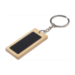 Porta-chaves retangular de bambu, superfície preta para personalizar segunda vista