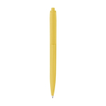 Caneta de plástico reciclado de uma só cor, tinta preta cor amarelo primeira vista