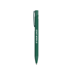 Caneta de alumínio reciclado de uma só cor, tinta azul cor verde vista principal