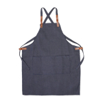 Avental de poliéster e algodão com 2 bolsos dianteiros cor azul segunda vista