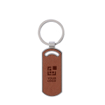 Porta-chaves retangular de couro reciclado para personalizar cor castanho vista principal