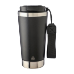 Copo térmico de aço inoxidável, tira a condizer e tampa preta 500 ml cor preto primeira vista